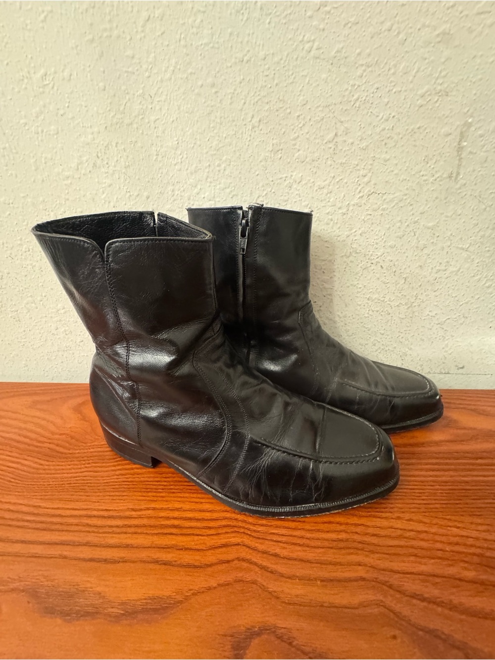 Florsheim Black Leather Mid-Calf Zip Boots